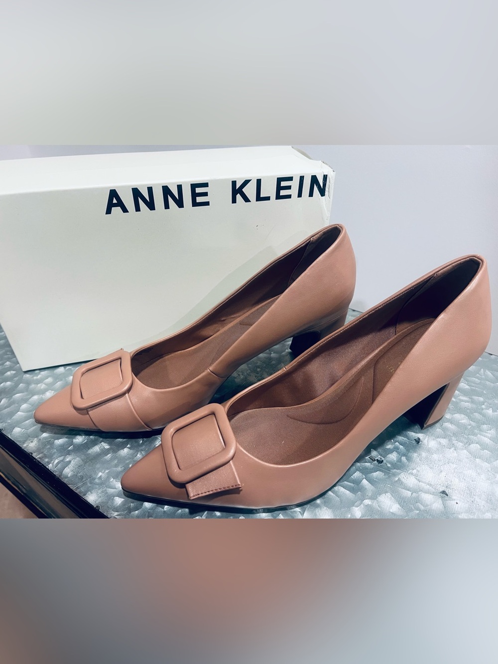 Anne Klein Blush Pointed Toe Buckle Pump